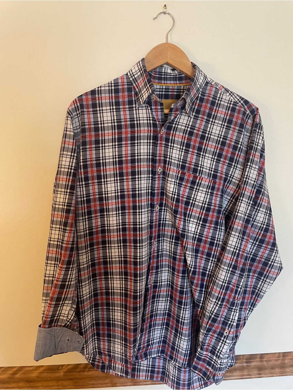 Robert Talbott Navy, Red & White Plaid Button-Down Shirt